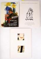 Swierkiewicz Róbert által illusztrált és DEDIKÁLT könyv, valamint 2 db kiállítási katalógusa:  Swierkiewicz Róbert: Vétála-Pancsavinsatiká. Szanszkrit mesék Swierkiewicz Róbert képeivel. A művész,  Swierkiewicz Róbert (1942 - 2019) festőművész, grafikus által DEDIKÁLT példány! Vác-Bp., 1997, Nalors Grafika-GMN Repro, 156+4 p. Színes és fekete-fehér képekkel gazdagon illusztrált. Kiadói egészvászon-kötés, kiadói papír védőborítóval. ;   Swierkiewicz Róbert: 25567 nap, avagy "Ami személyes, és ami szent". Swierkiewicz Róbert jubileumi kiállítása 70. születésnapja alkalmából. Kiállítási katalógus. 2012, K. Petrys Kft., 20 sztl. lev. Megjelent 600 példányban. Gazdag képanyaggal illusztrált. Kiadói papírkötés.   Swierkiewicz, Róbert: In verehrung Dargebrachtes Opfer 1992-1995. Lissabon - Stuttgart - Madras 1992-1995. Stuttgart, 1995, Al Galerie Gerlinde Walz, 44 sztl. lev. Gazdag képanyaggal illusztrált. Német nyelven. Gazdag képanyaggal illusztrált. Kiadói papírkötés, a címlapon kivágással.