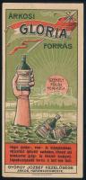 cca 1910 Árkosi (Erdély, Háromszék megye) Glória Forrás gyógyborvize, dekoratív szecessziós számolócédula, szép állapotban