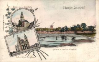 Cegléd Református és Katolikus templom a Malom utcával (EK)