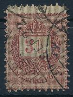 1888 Feketeszámú 3Ft nagyon keskenyre fogazva