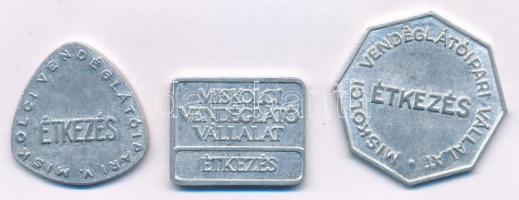 1960-1980 k. "Miskolci Vendéglátóipari Vállalat - Étkezés" kétoldalas Al élelmiszerbárca (3xklf) T:AU-XF