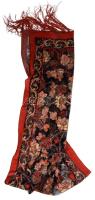 Piros szélű rózsás sál, 50x160 cm