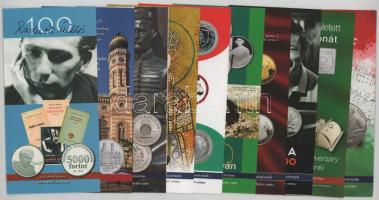 2009-2021. 10xklf színes MNB tájékoztató szép állapotban, közte Radnóti, Tinódi, Csók István, I. Szent István, Bánki Donát, 175 éves a Himnusz zenéje