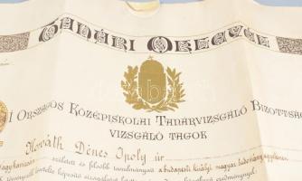 1920 Tanítói oklevél Riedl Frigyes,(1856-1921) irodalomtudó aláírásával Hajtva