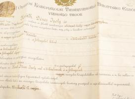 1920 Tanítói oklevél Riedl Frigyes,(1856-1921) irodalomtudó aláírásával Hajtva