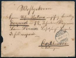 1878 Futott levél bélyeg nélkül, tartalommal, szép viaszpecséttel, "POZSONY" - "CASTELNUOVO"