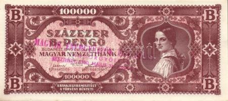 1946. 100.000BP "Magyar Éremgyűjtők Egyesülete..." fny-sal T:I-