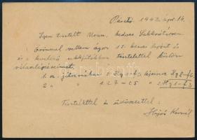 1943 Levelezőlap "LOSONC-BUDAPEST / 22 A" mozgóposta bélyegzéssel