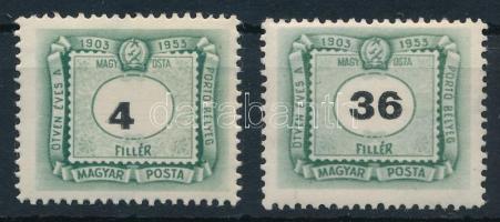 1950 50 éves a magyar portóbélyeg 4f eltolódott értékszámmal, 36f hiányos értékszámmal