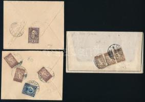 SHS 1920-1921 3 db ajánlott levél jugoszláv bélyegekkel, kézzel átírt magyar ragjegyekkel, az egyik ...