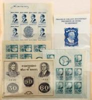 Brazília gyűjtemény 4 db A/4 berakóban, benne blokk készlet, pecsételt és postatiszta rendező, hullá...