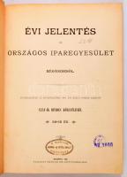1901-1905 Évi jelentés az Országos Iparegyesület működéséről. 59-ik és 63-ik év. (2 kötet). Bp., 1901-1905, Neumayer Ede-ny./Europa-ny., 103+[1] p.; 102+[2] p. Félvászon-kötésben, kissé viseltes borítóval, intézményi bélyegzőkkel.