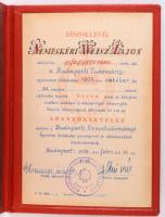 1959 Budapesti Orvostudományi Egyetem Aranyoklevele, dísztokban.