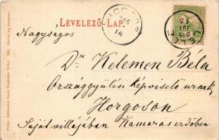 1905 Balaton, Vitorlásszánkók a befagyott Balaton jegén. Balázsovich Gyula fényképész kiadása (ázott...