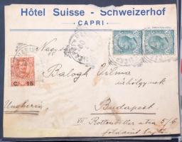 Magyar és külföldi, régi és új küldemények, képeslapok, 3 Récék bélyegfüzet, levél berakóban