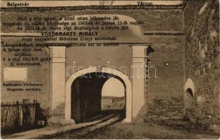 1914 Szigetvár, Várrom, emléktábla Vörösmarty Mihály látogatásának emlékére. Magyar királyi dohány é...