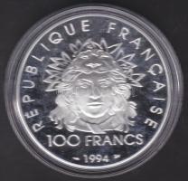 Franciaország 1994. 100Fr Ag "Olimpia-gerelyhajítás" T:PP + tanúsítvány!