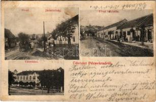 1910 Pécsvárad, Fő út, Járásbíróság, Városháza, Szilcz Dávid üzlete (fl)