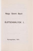Nagy Szent Bazil: Életszabályok I. Nyíregyháza, 1991. 168p. Kiadói papírkötés, jó állapotban