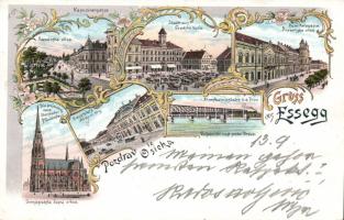 1897 Eszék (Osijek) with synagogue litho (Rb)