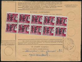 1946 Csomagszállító 10 db bélyeggel és 3 db okirati illetékbélyeggel