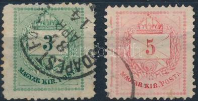 1881 3kr és 5kr extra szélesre fogazva