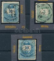 1881 3 db bélyeg gyöngyjavítással