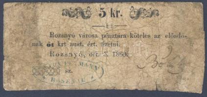 1960. Rozsnyó 5kr, aláírással és pecséttel T:III