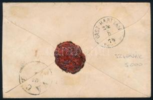 1874 Réznyomat 5kr levélen "VEREBÉLY"