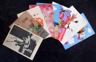 Üdvözlőlapok, reprodukciók, reklám, rajzfilmek nagyon vegyes érdekes modern tétel nagy cipős dobozban