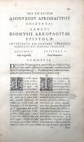 [Pseudo-]Dionysius Areopagita: Opera S. Dionysii Areopagitae cum scholiis S. Maximii et paraphrasi P...
