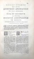 [Pseudo-]Dionysius Areopagita: Opera S. Dionysii Areopagitae cum scholiis S. Maximii et paraphrasi P...