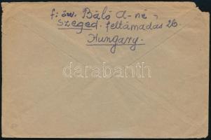 1946 26. díjszabás Levél Szegedről az USA-ba készpénz bérmentesítéssel