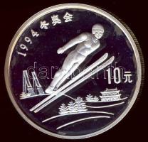 Kína 1992. 10Y Ag "Téli olimpia-síugrás" T:PP + tanúsítvány!