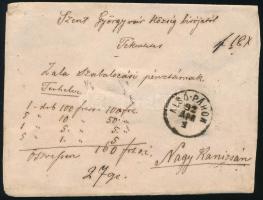 1892 Értéklevél "ALSÓ-PÁHOK" - Nagykanizsa, rajta 1881 Színesszámú 2kr II. lemez 12 : 11 3...