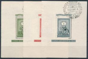 1951 80 éves a magyar bélyeg blokk sor elsőnapi alkalmi bélyegzéssel (51.000)