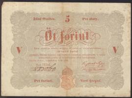 1848. 5Ft "Kossuth bankó" piros T:III