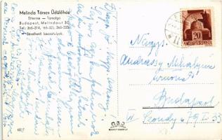 1943 Budapest XII. Melinda Társas üdülőház, étterem és társalgó, belső. Melinda út 30. A képeslap cí...