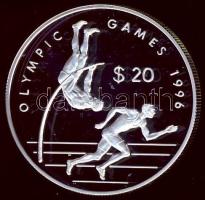 Cook szigetek 1993. 20$ Ag "Olimpia-rúdugrás, futás" T:PP + tanúsítvány!