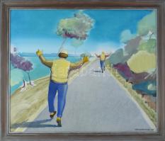 Neuberger István (1953-): T Bu Ede rátalált önmagára, 2025. Olaj, farost. Jelzett. Fakeretben. 61x73 cm