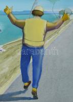 Neuberger István (1953-): T Bu Ede rátalált önmagára, 2025. Olaj, farost. Jelzett. Fakeretben. 61x73...