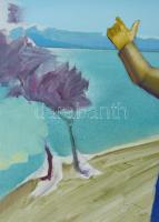 Neuberger István (1953-): T Bu Ede rátalált önmagára, 2025. Olaj, farost. Jelzett. Fakeretben. 61x73...