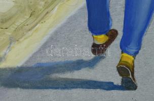 Neuberger István (1953-): T Bu Ede rátalált önmagára, 2025. Olaj, farost. Jelzett. Fakeretben. 61x73...