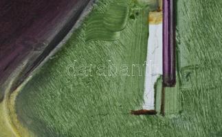 Neuberger István (1953-): Legények a mártélyi gáton, 2025. Olaj, farost. Jelzett. Fakeretben. 61x91 ...