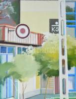 Neuberger István (1953-): Uffancs a Hidegkúti úton, 2014. Olaj, vászon. Jelzett. Fakeretben. 70x90 c...