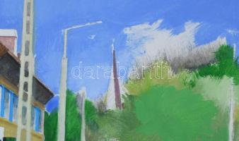 Neuberger István (1953-): Uffancs a Hidegkúti úton, 2014. Olaj, vászon. Jelzett. Fakeretben. 70x90 c...