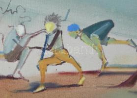 Neuberger István (1953-): Ugribugrik. Olaj, farost. Jelzett. Fakeretben. 56x70 cm