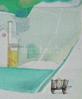 Neuberger István (1953-): Alpári biciklis. Akril, farost. Jelzett. Fakeretben. 56x69 cm