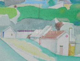 Neuberger István (1953-): Alpári biciklis. Akril, farost. Jelzett. Fakeretben. 56x69 cm