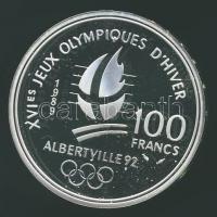 Franciaország 1989. 100Fr Ag "Téli olimpia-szabadstílusú sí" T:PP